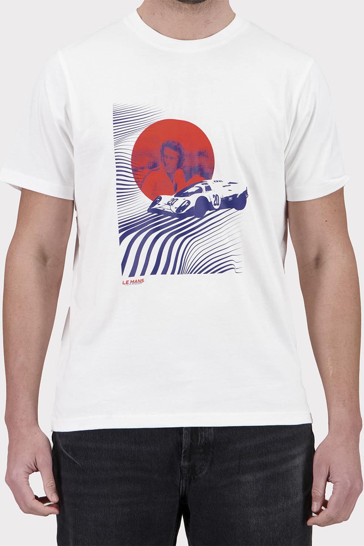 White t-shirt with Steve McQueen graphic illustration - Image n°1