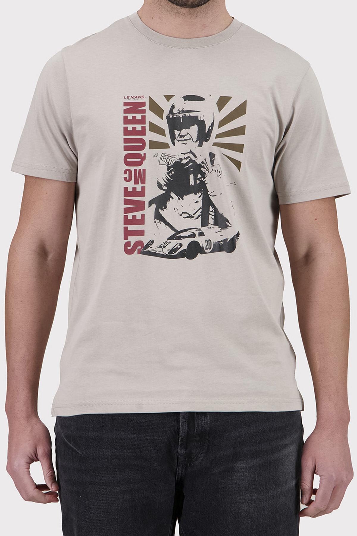 Clay Grey T-Shirt with Steve McQueen Graphic Illustration - Image n°1