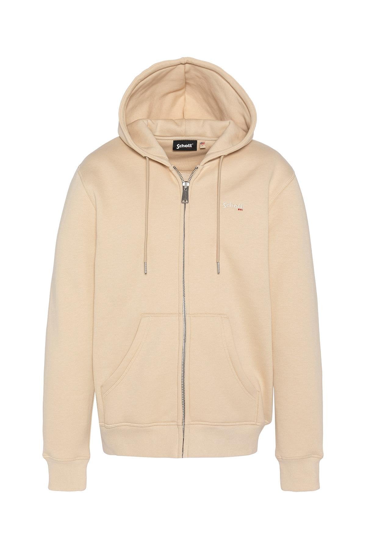 Beige zipped hooded sweatshirt - Image n°1