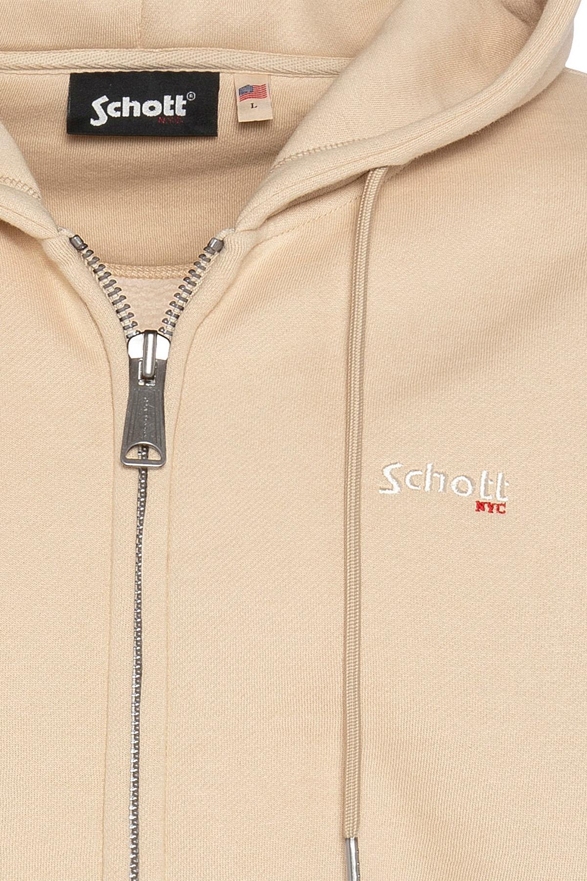 Beige zipped hooded sweatshirt - Image n°2