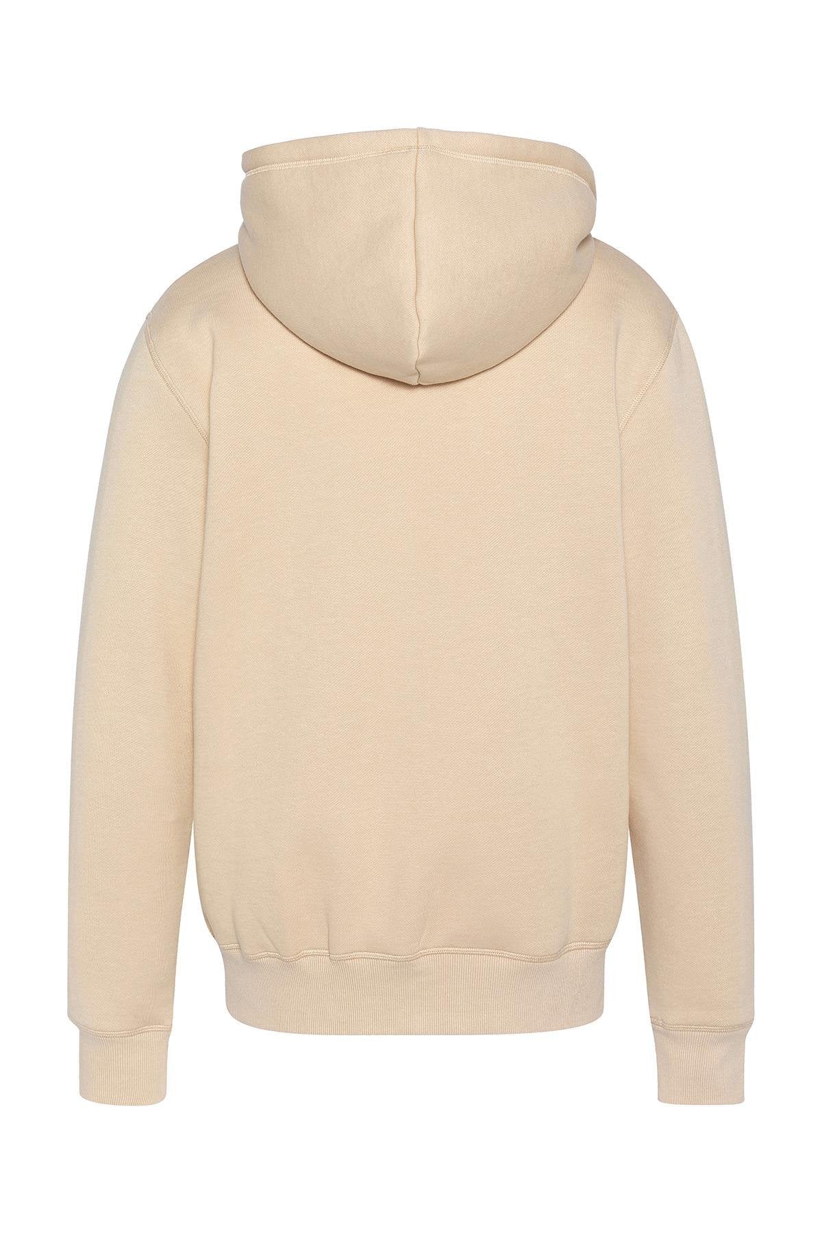 Beige zipped hooded sweatshirt - Image n°3