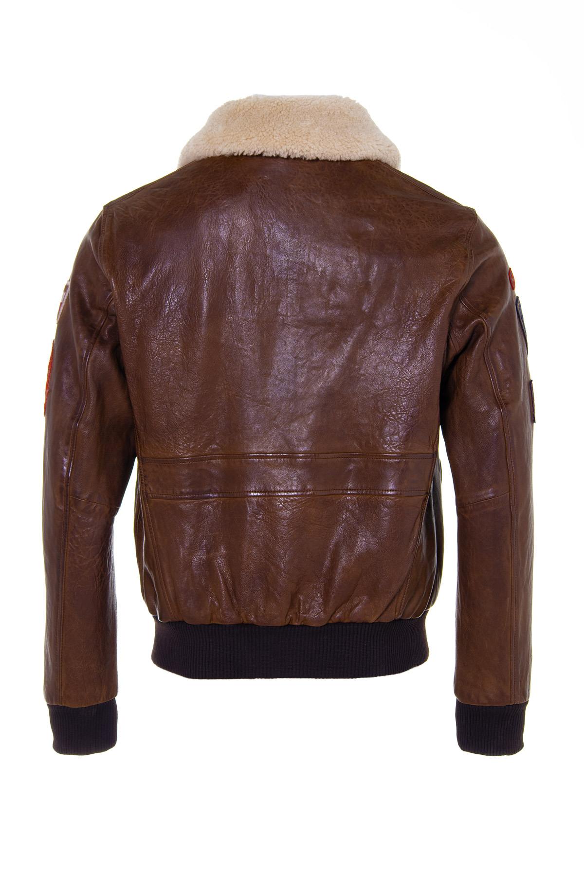 Men's bomber jacket in dark brown Daytona lambskin - Image n°7