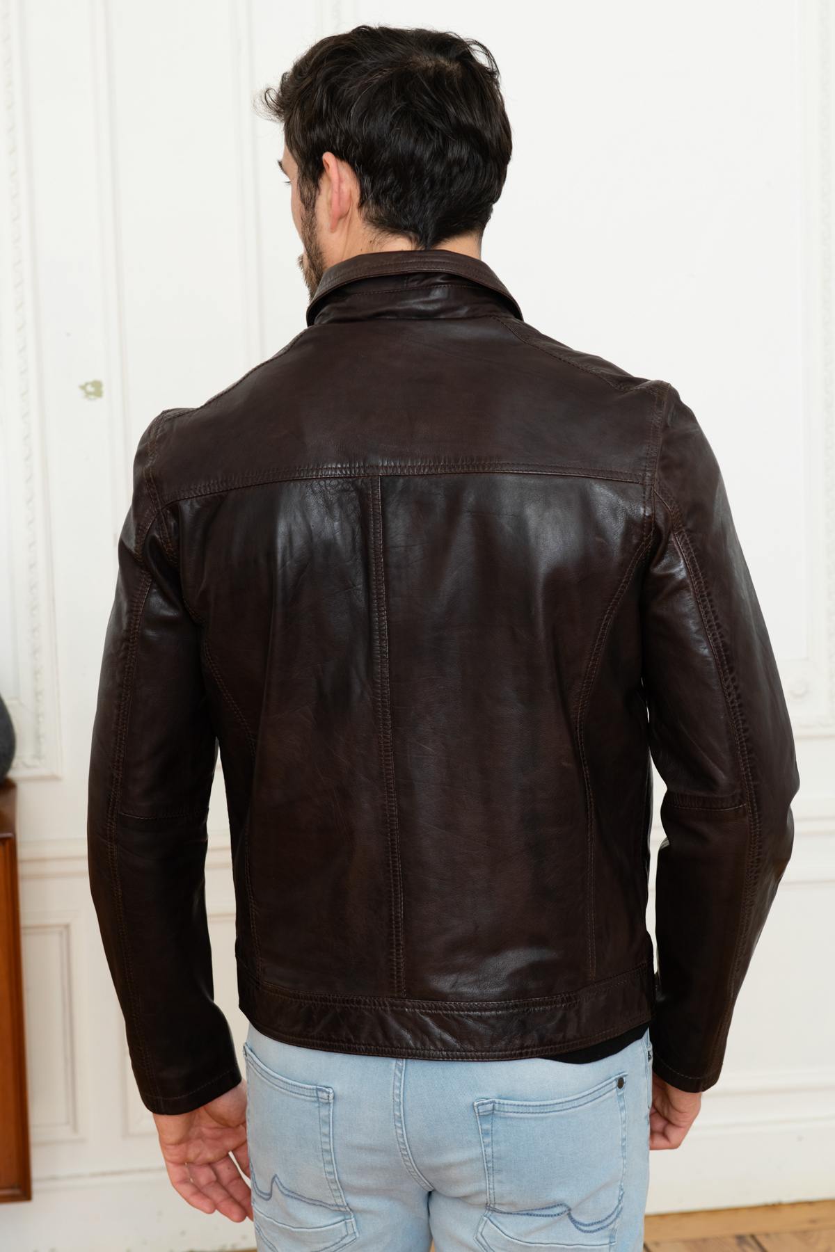 Dark Brown Shirt Collar Jacket - Image n°5