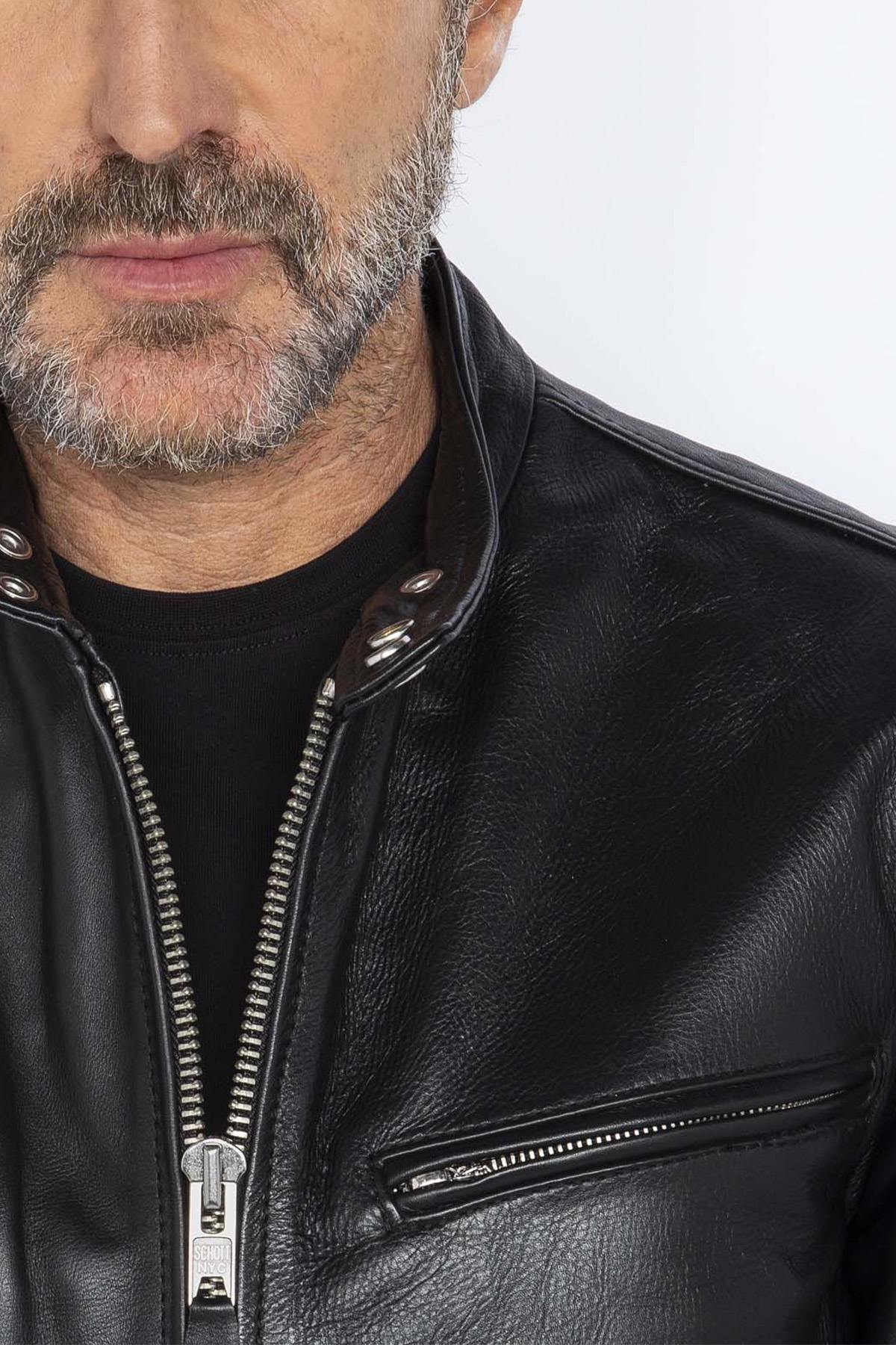 Leather jacket Black Man Schott - Image n°7