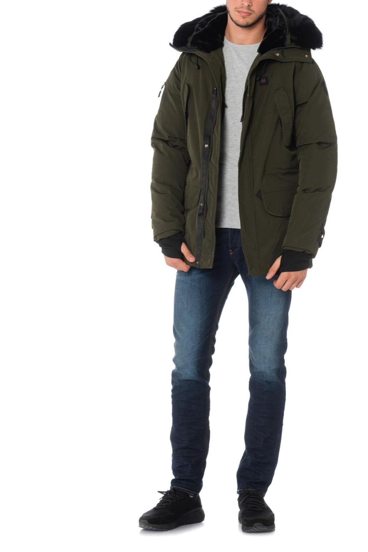 Helvetica men's khaki parka with black collar - Image n°6