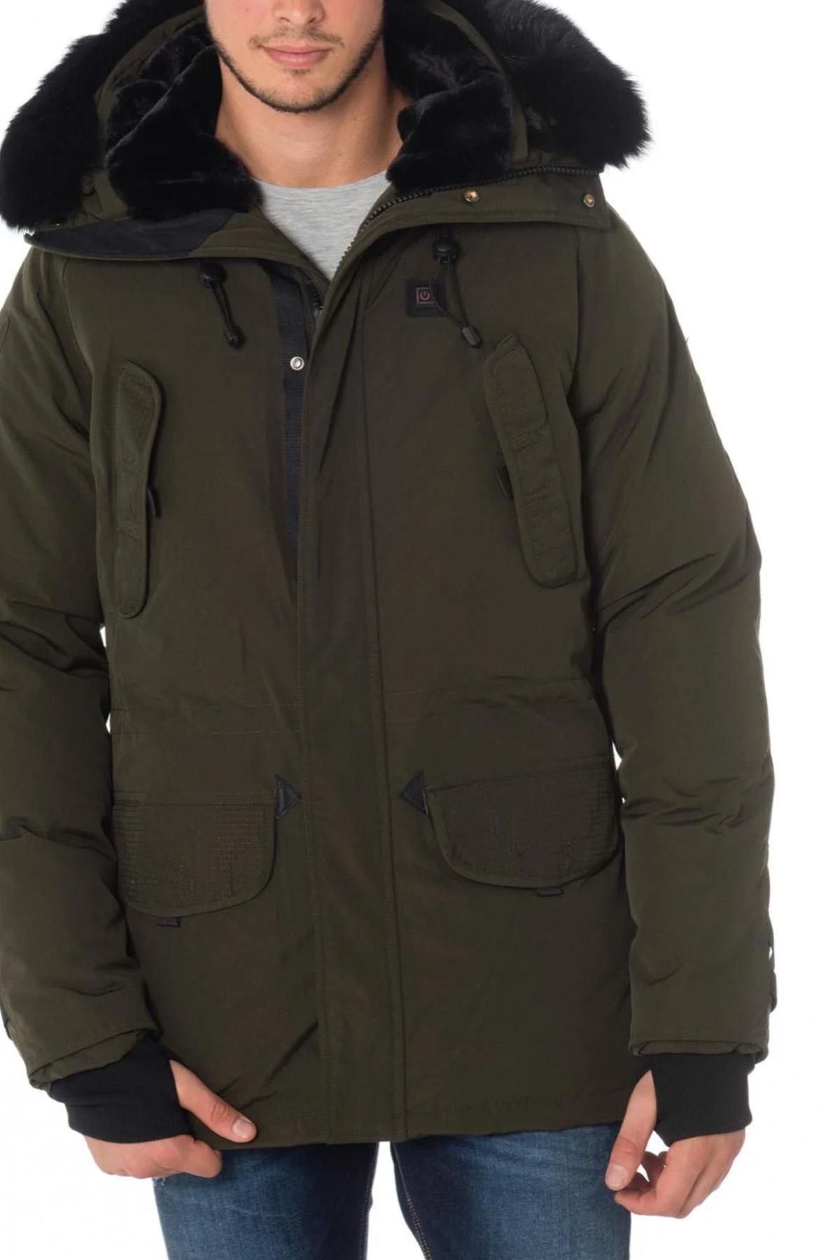 Helvetica men's khaki parka with black collar - Image n°3