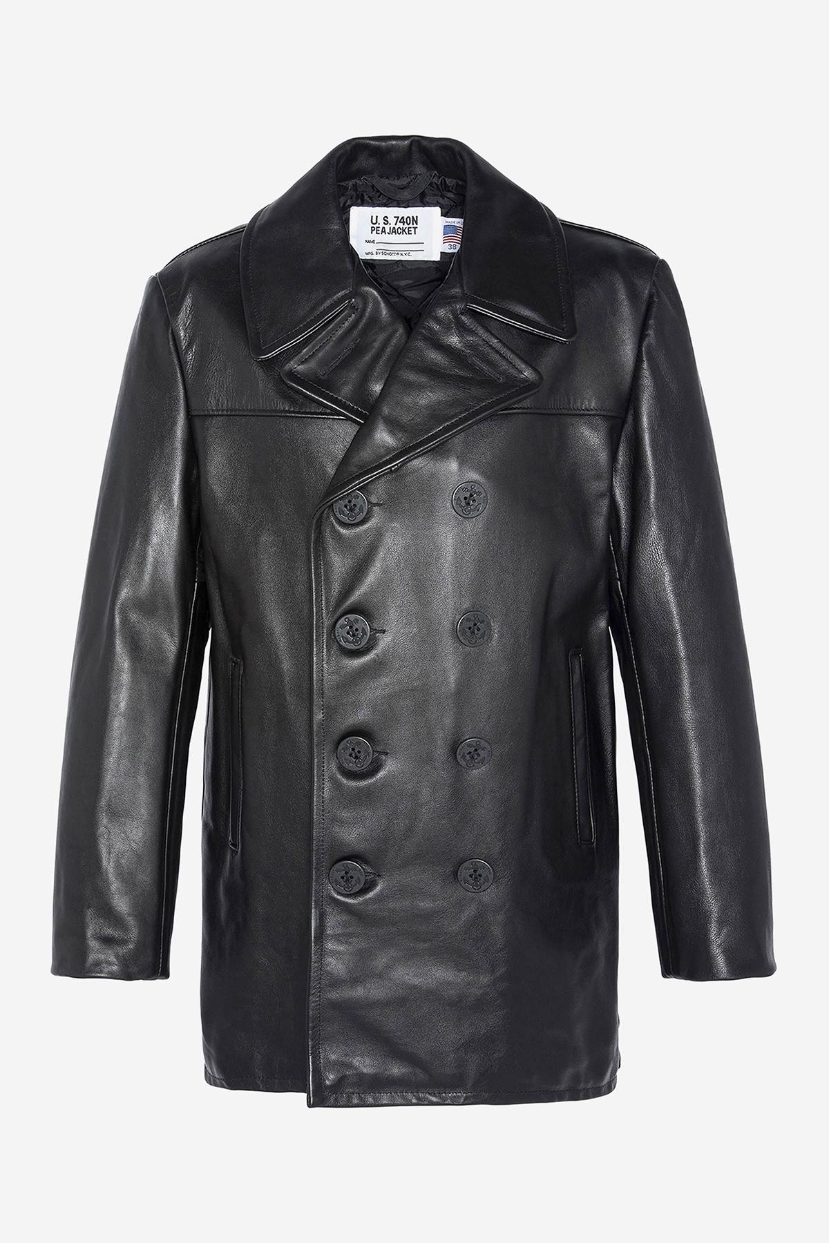 SCHOTT men's leather pea coat - Image n°7