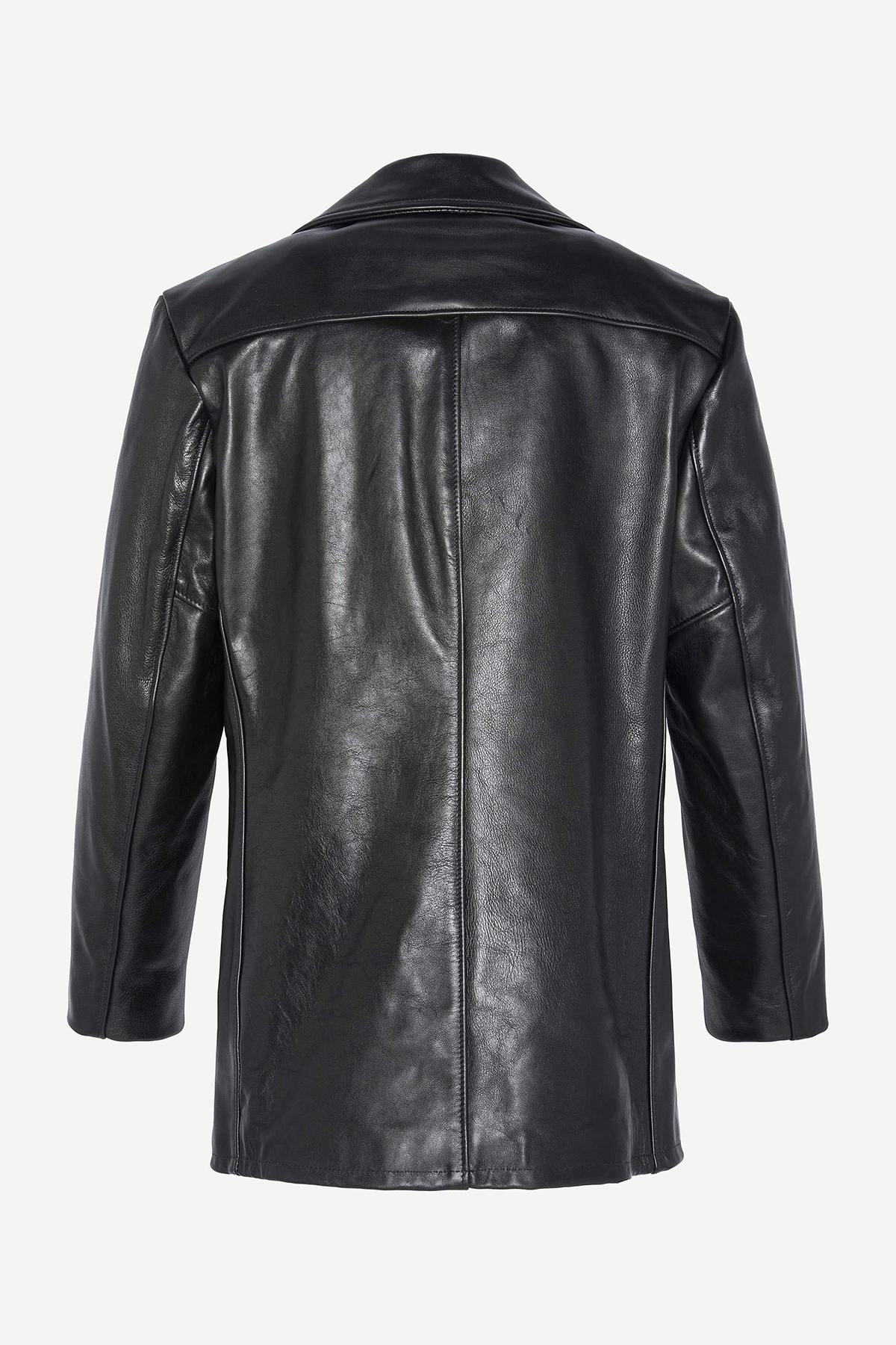 SCHOTT men's leather pea coat - Image n°8