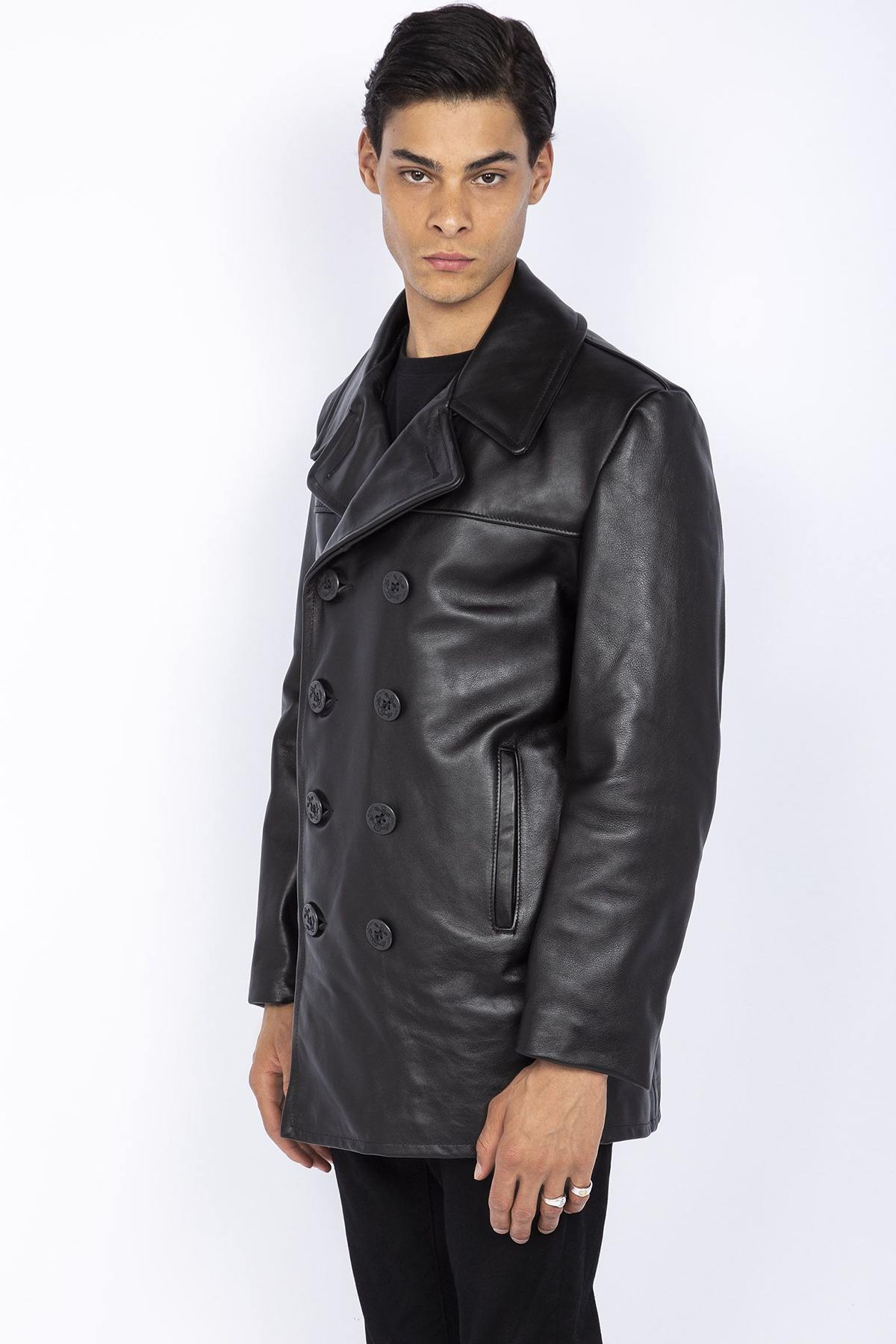 SCHOTT men's leather pea coat - Image n°4