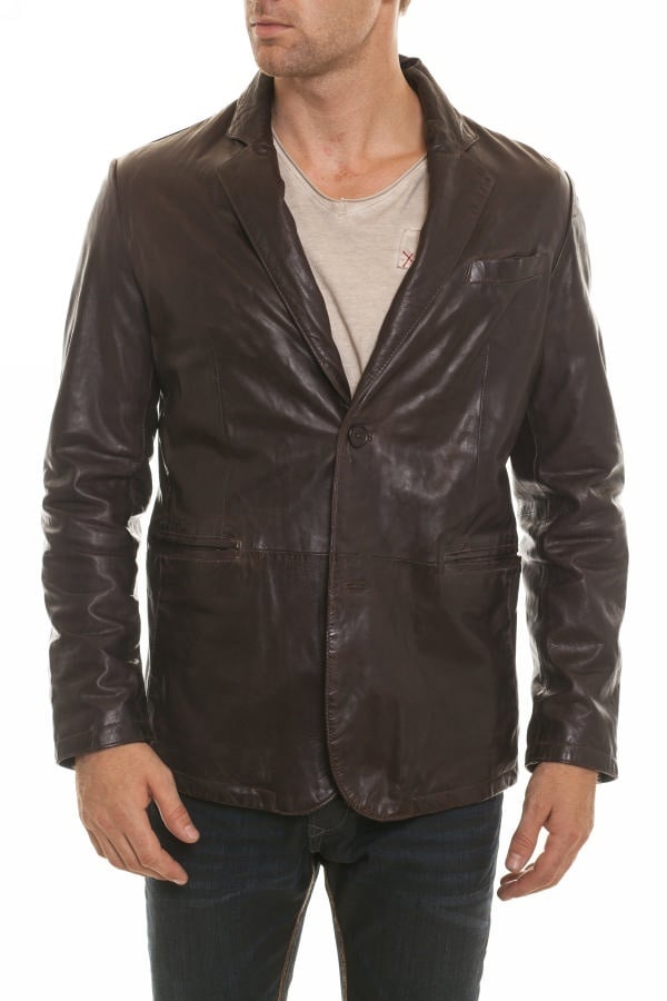 Men's Leather Jacket Daytona Reddish Brown - Image n°1