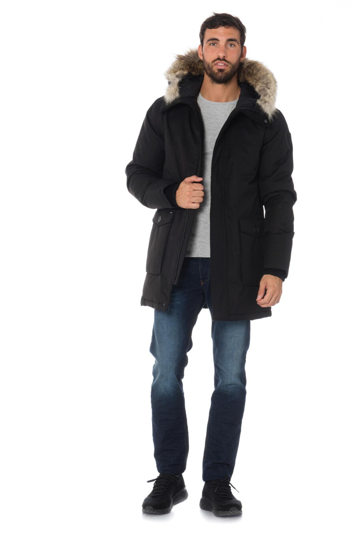 Nobis men's black parka with coyote fur - Image n°2