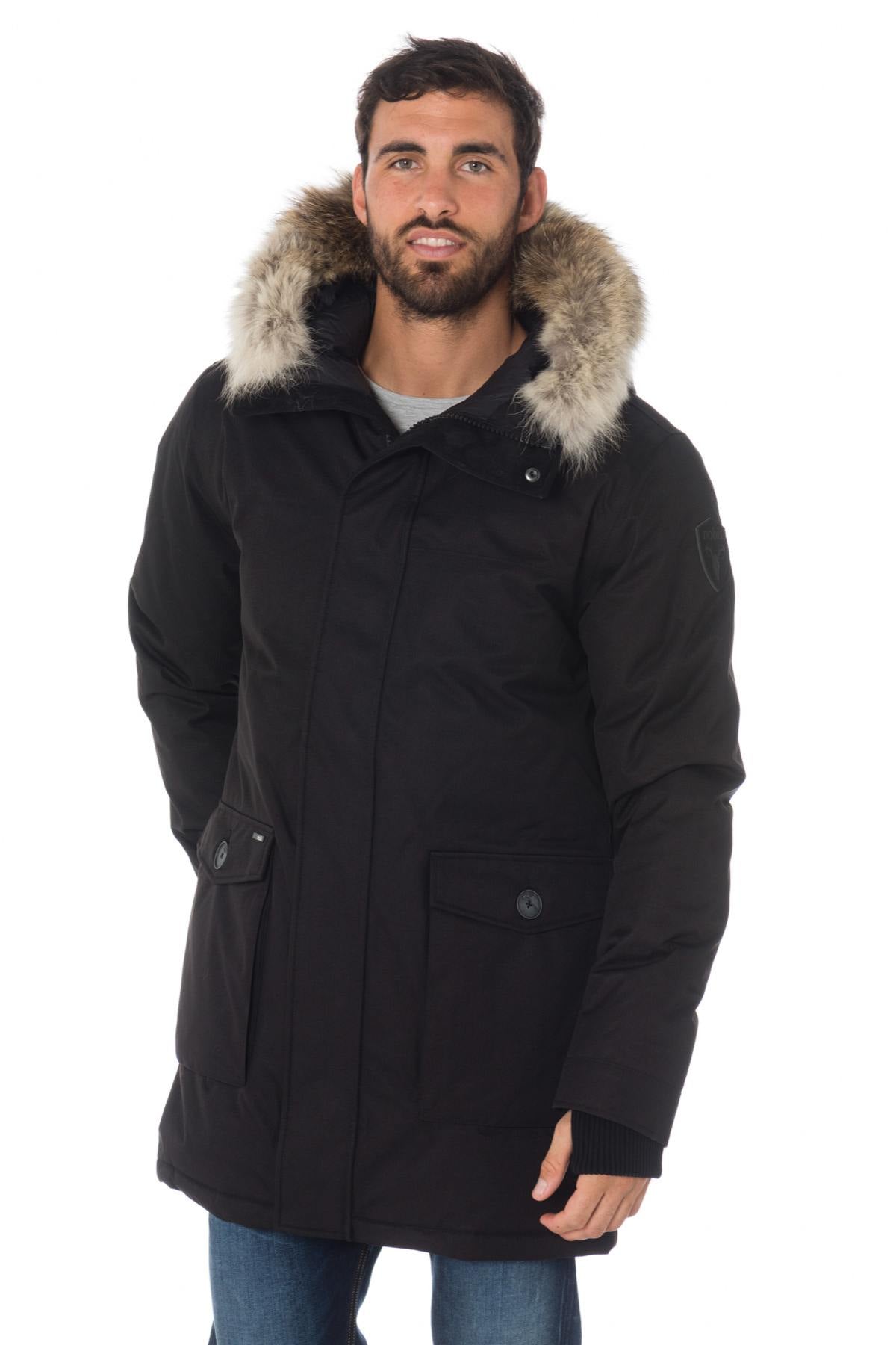 Nobis men's black parka with coyote fur - Image n°1