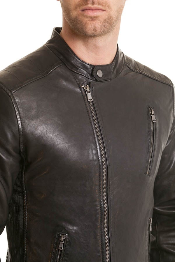 Daytona Men's Black Leather Jacket - Image n°4