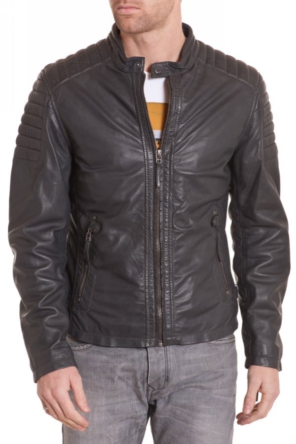 Gipsy Men's Gray Leather Jacket - Image n°1