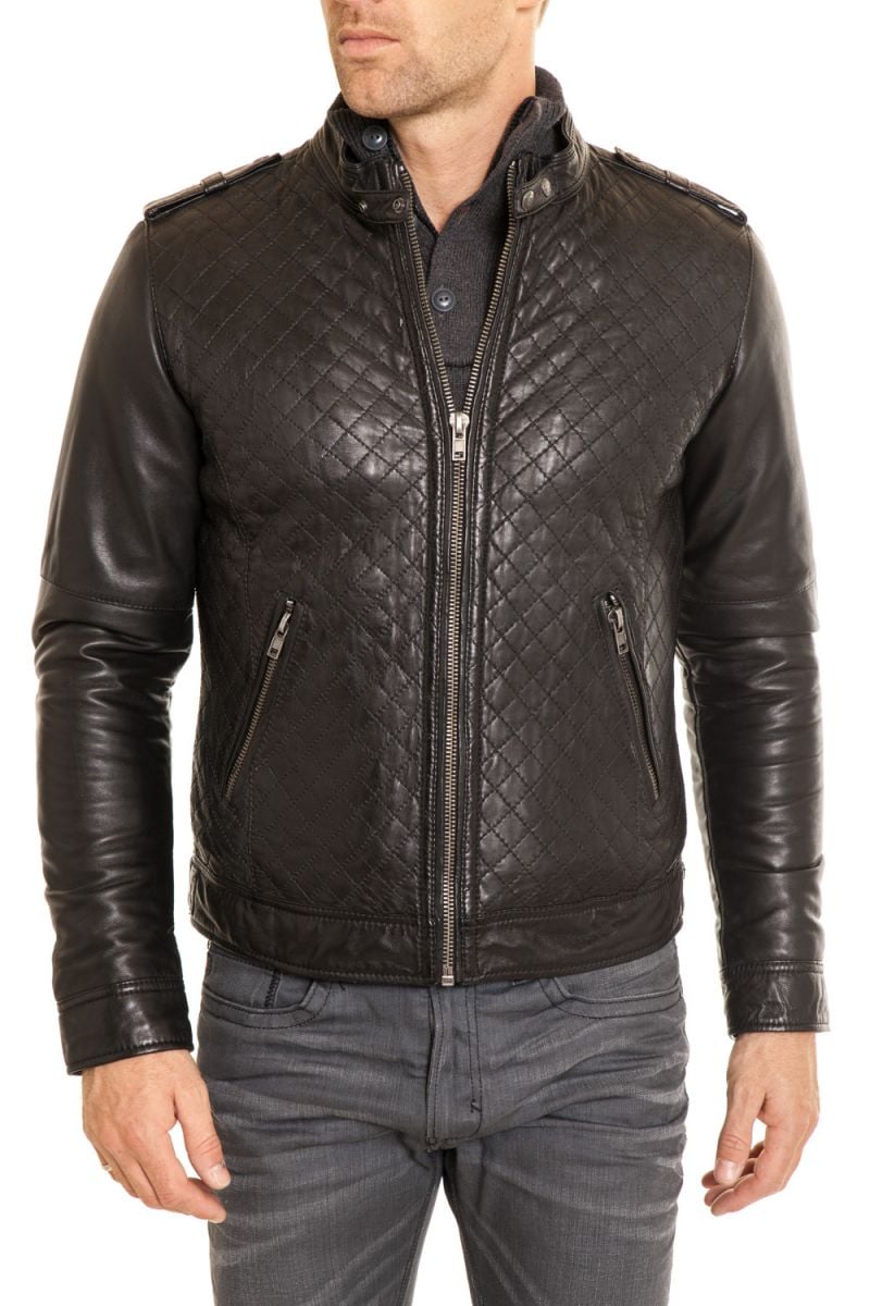 Oakwood men's black sheepskin leather jacket - Image n°1