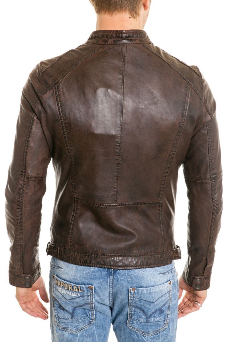 Oakwood Distressed Look Biker Collar Jacket for Men Brown - Image n°5