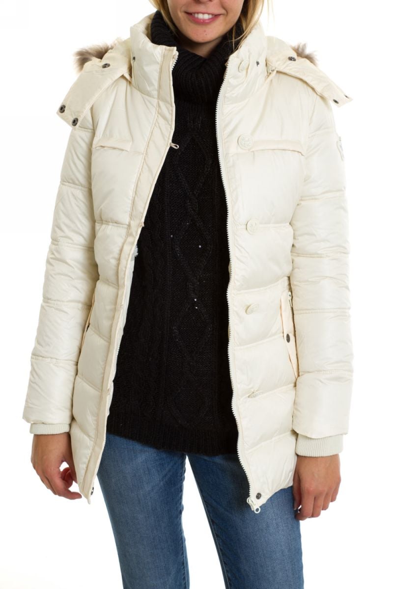 Kaporal Women's mid-length down jacket in linen-colored polyester - Image n°2