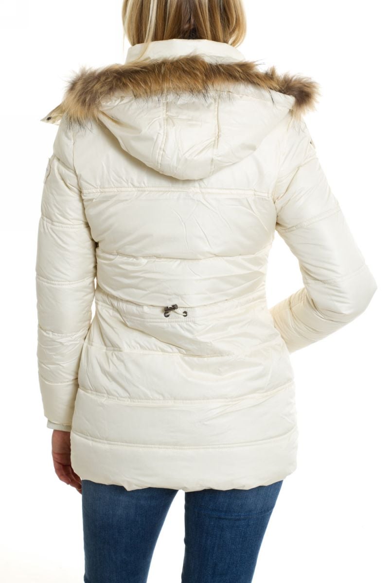 Kaporal Women's mid-length down jacket in linen-colored polyester - Image n°4