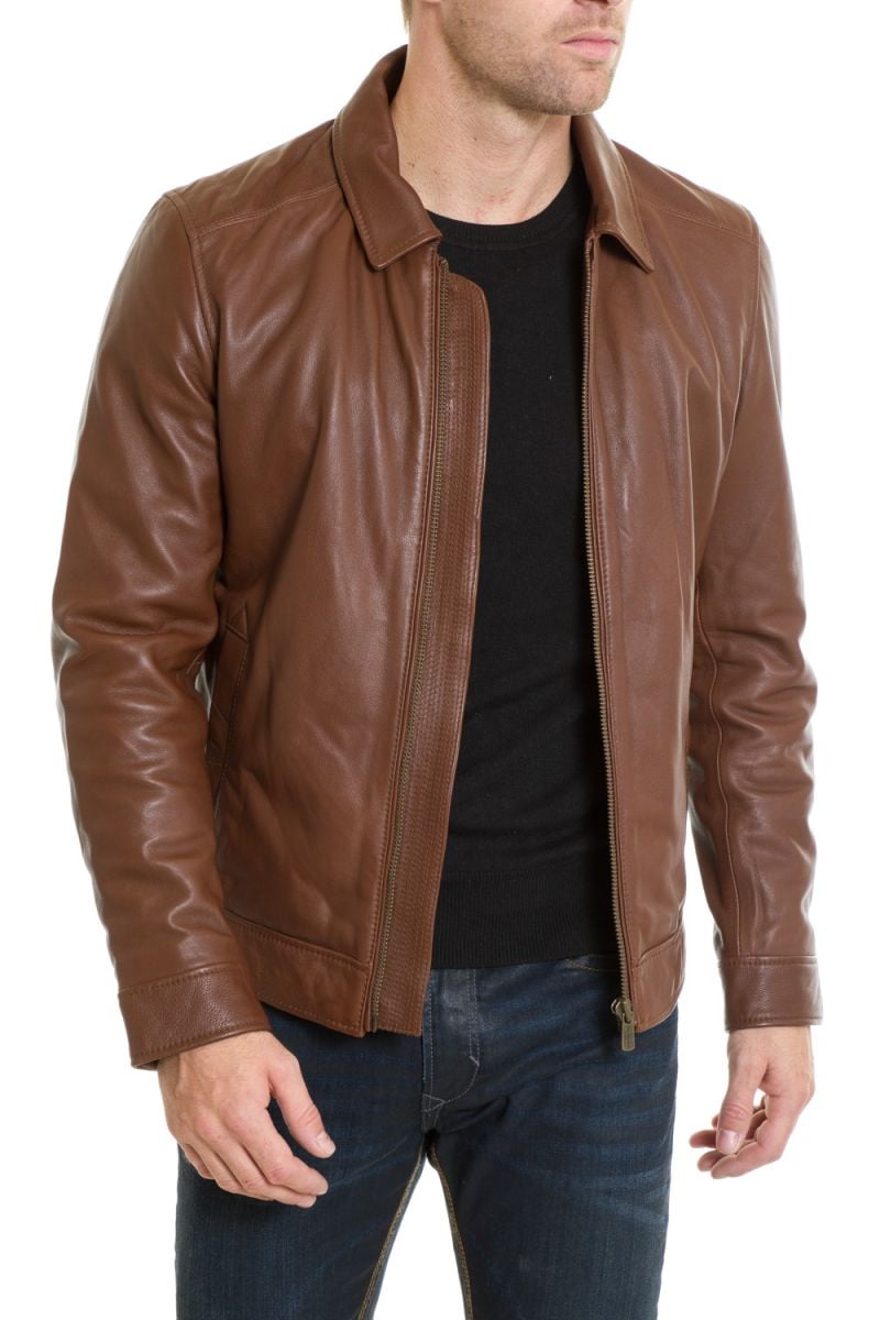 Chevignon leather shirt collar jacket for men - Image n°2