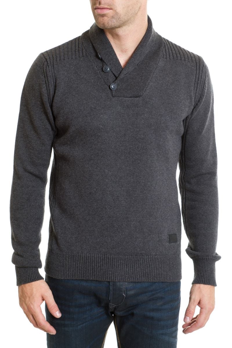 Schott Anthracite shawl collar sweater for Men - Image n°1