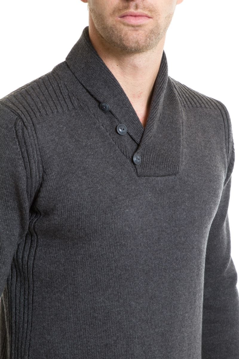 Schott Anthracite shawl collar sweater for Men - Image n°2