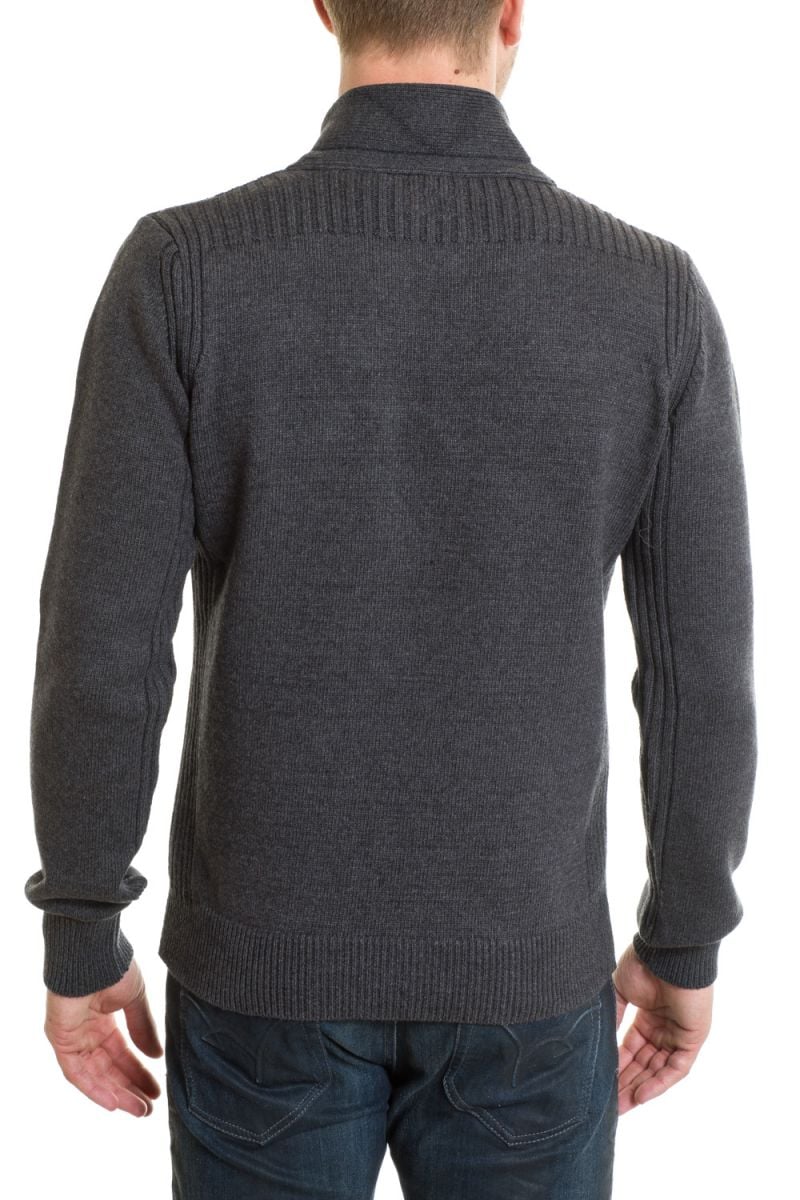 Schott Anthracite shawl collar sweater for Men - Image n°3