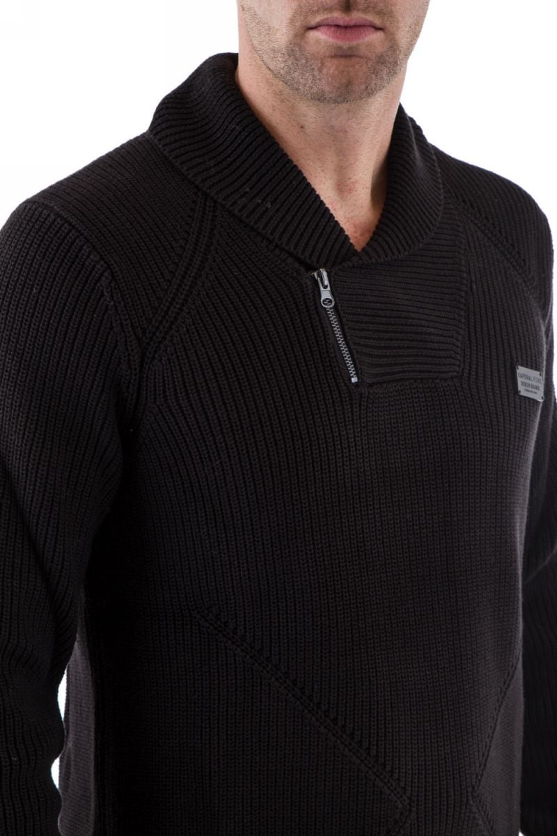 Black Kaporal cotton sweater for Men Shawl collar - Image n°2