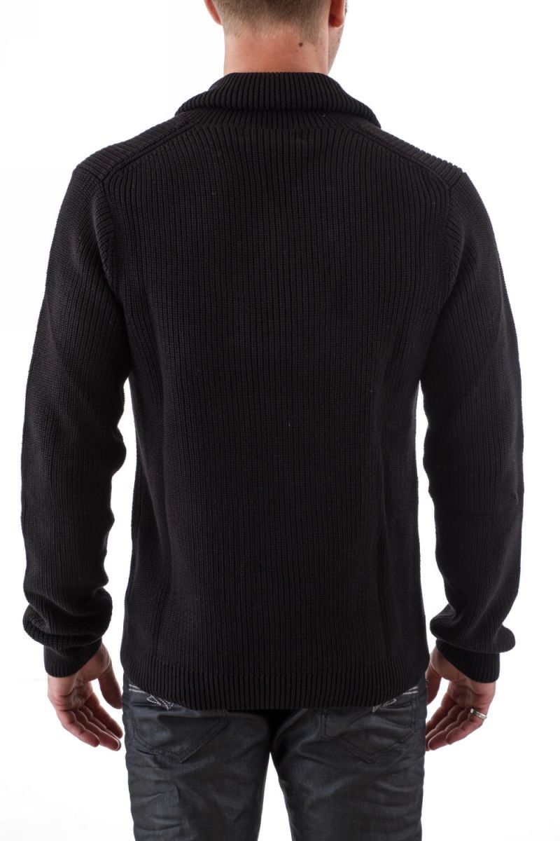 Black Kaporal cotton sweater for Men Shawl collar - Image n°3