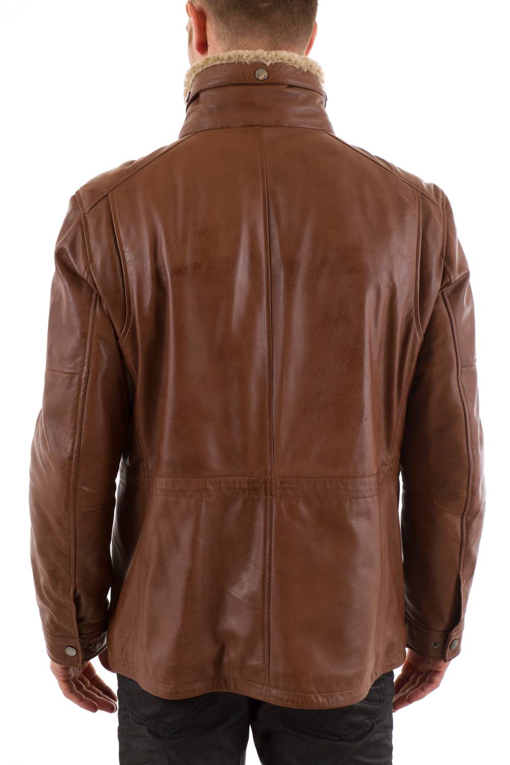 Men's sheepskin leather jacket Enato Cognac - Image n°5