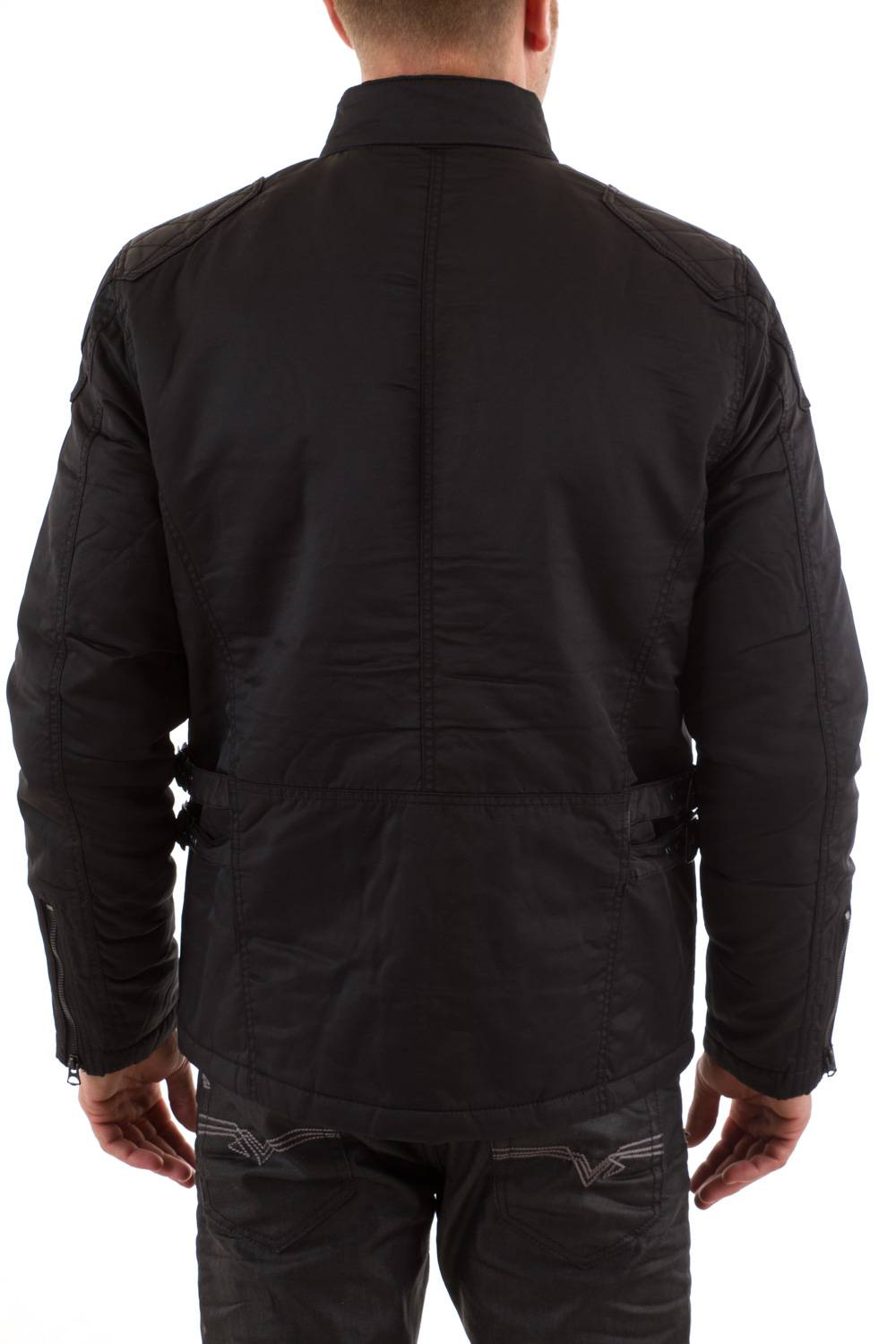 Short biker style cotton jacket Schott Black for Men - Image n°4