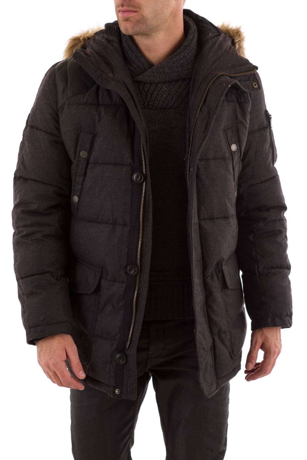 Chevignon Anthracite Men's Parka for Warm Men - Image n°2