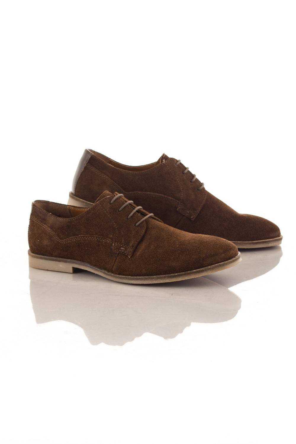 Men's Shoes Suede Style Dark Brown Leather - Image n°1