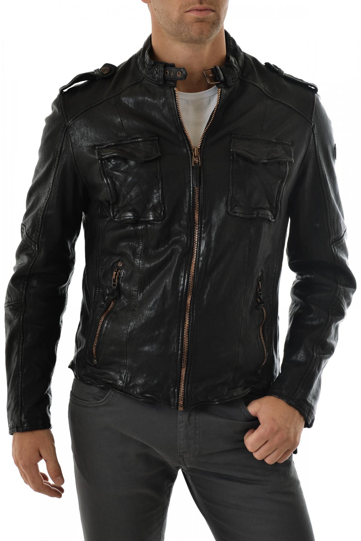 Gipsy Black Leather Jacket for Men - Image n°1