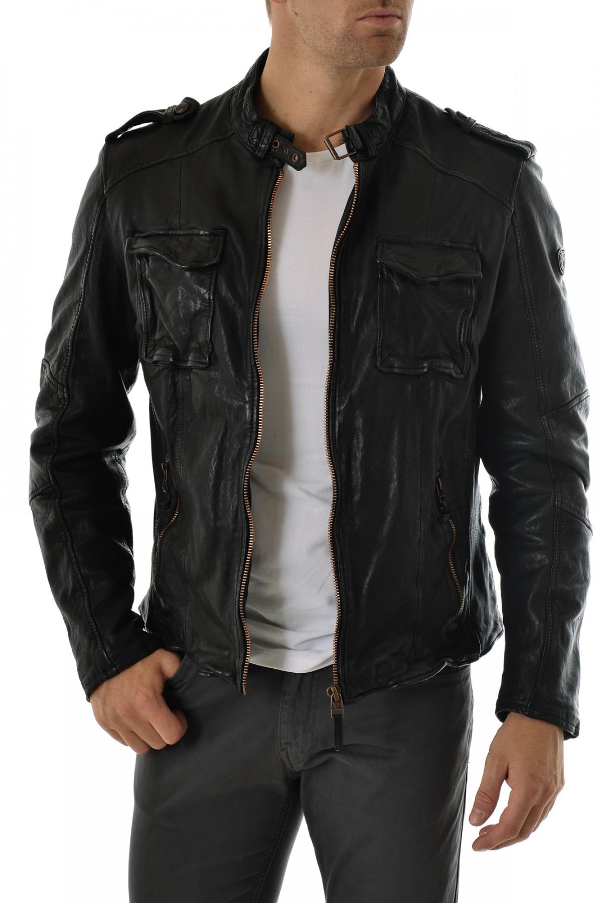 Gipsy Black Leather Jacket for Men - Image n°5