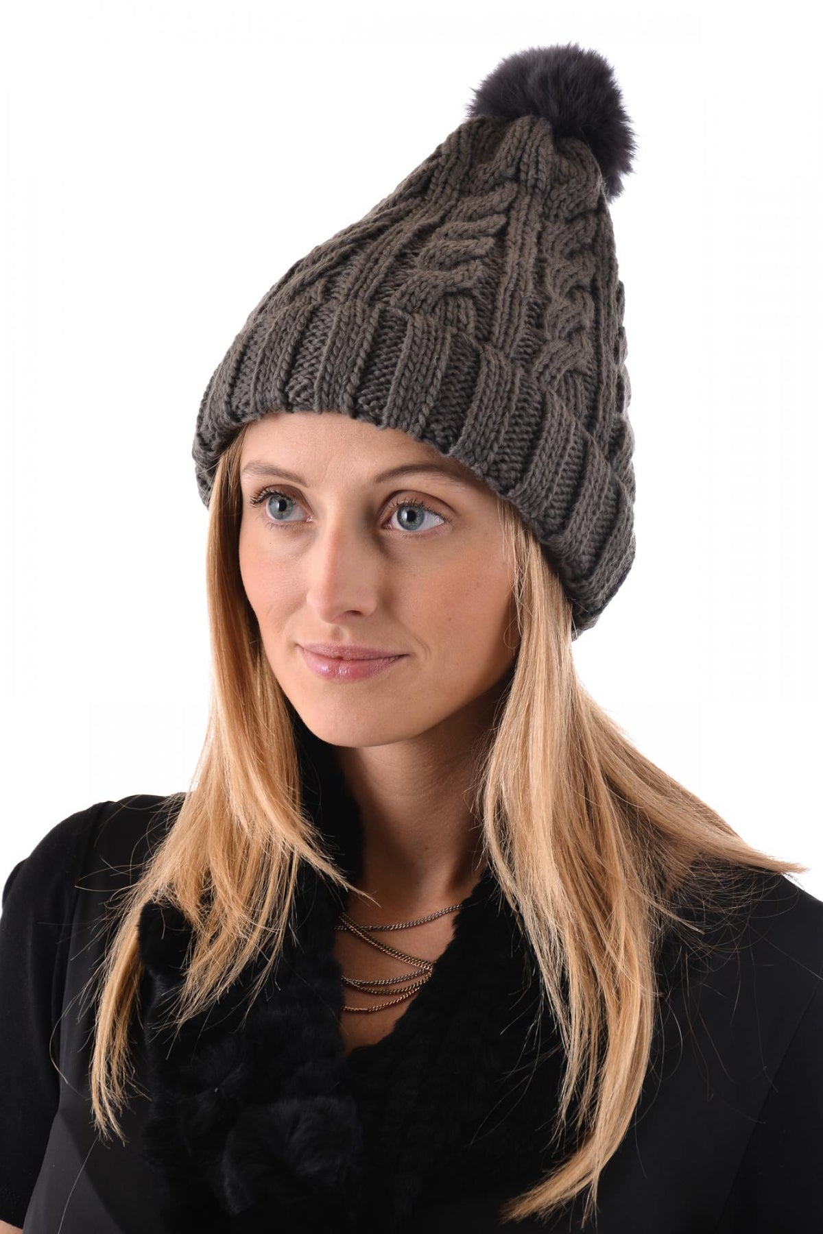 Oakwood beanie in dark gray woven wool - Image n°1