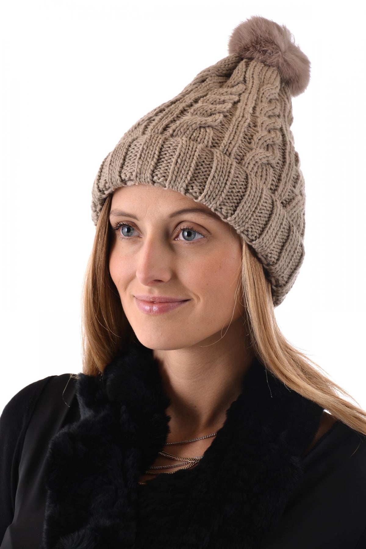 Dark beige Oakwood hat in woven wool - Image n°1