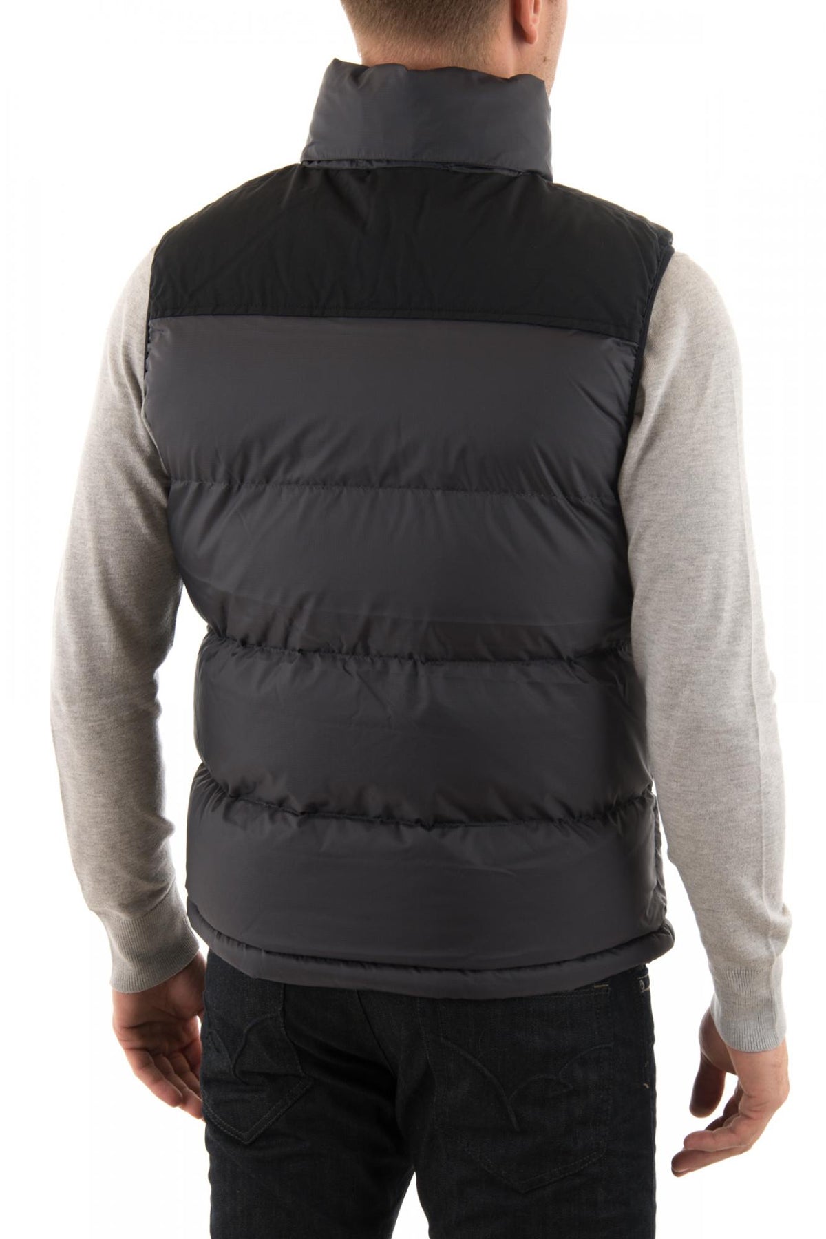 Schott sleeveless down jacket in anthracite and black nylon - Image n°3