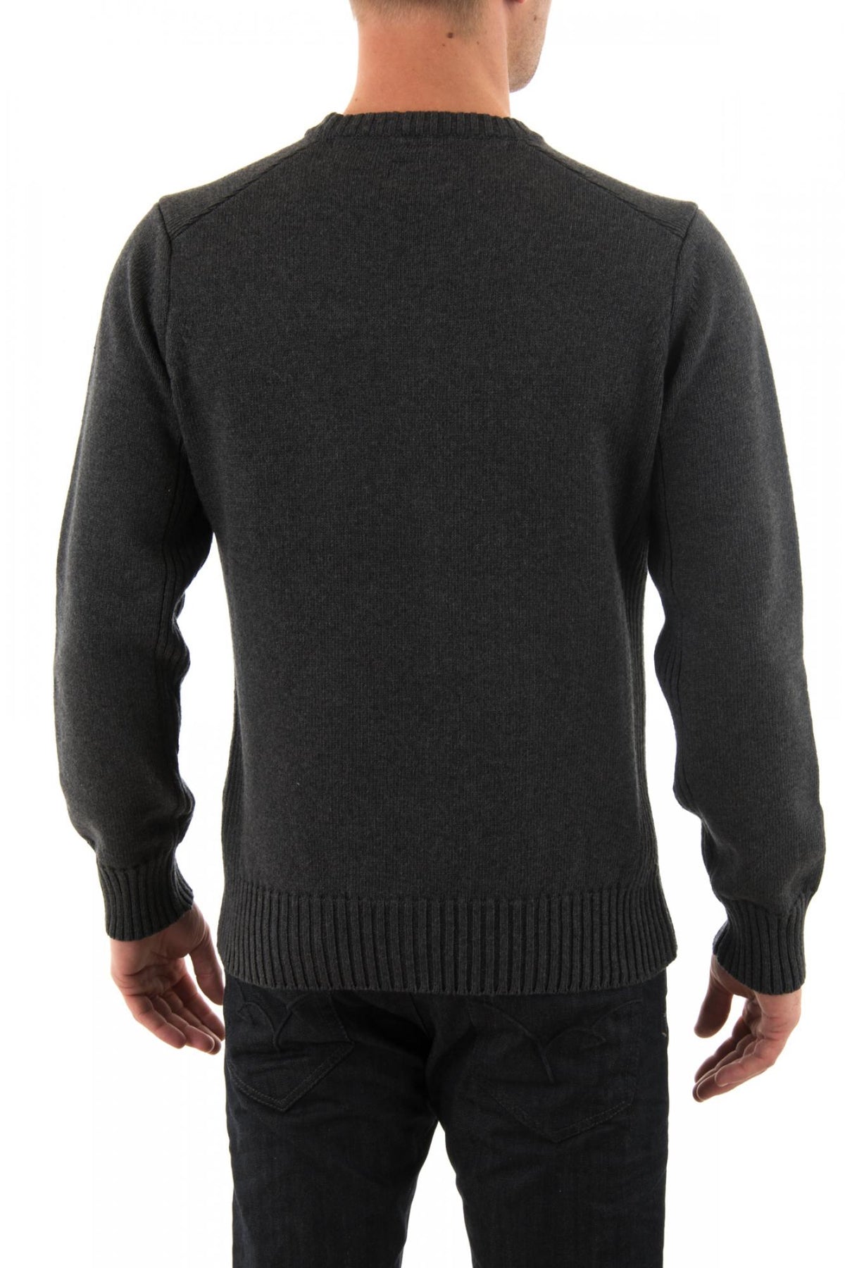 Schott Men's Anthracite round neck sweater - Image n°3