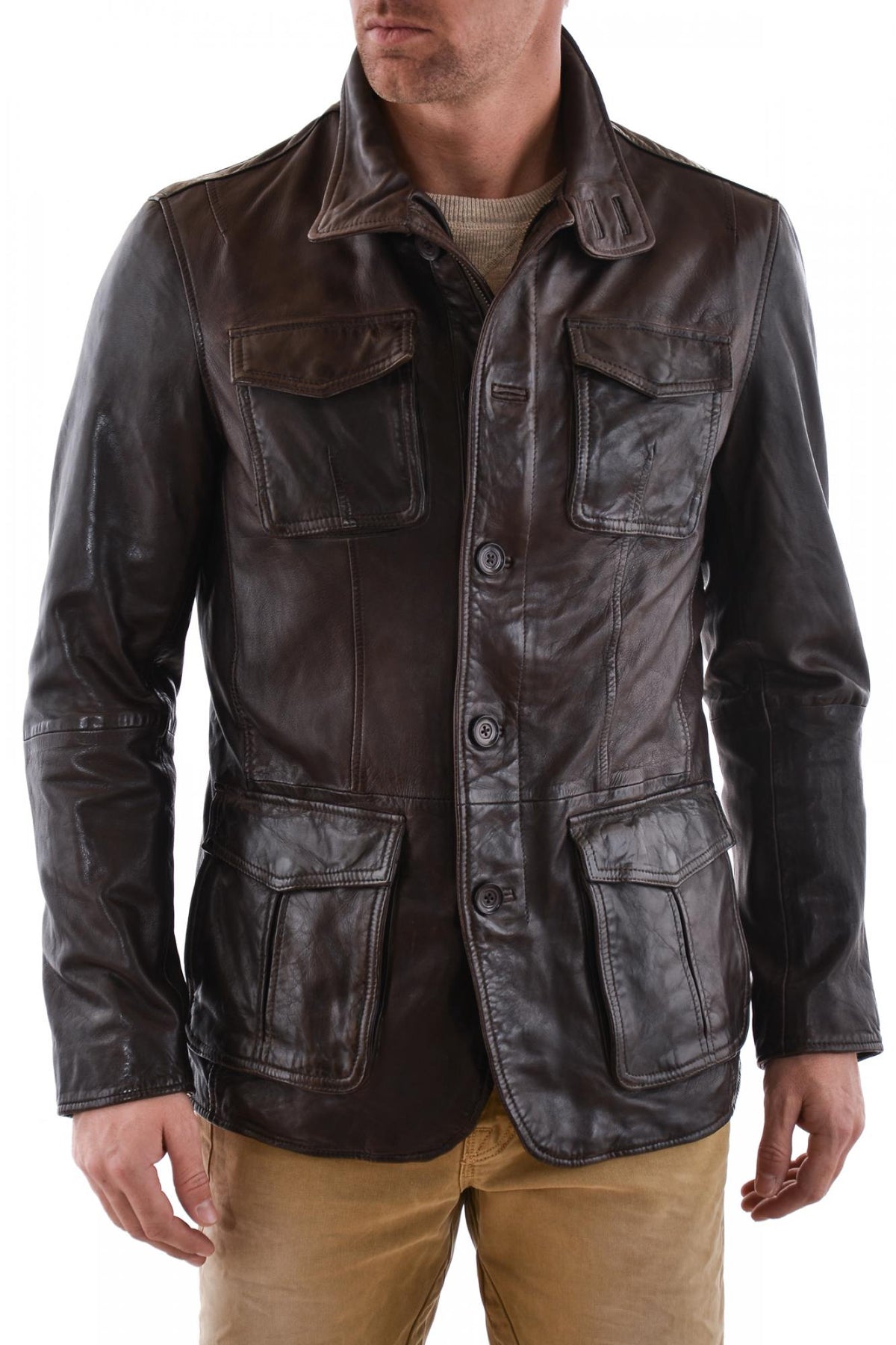 men's dayton brown lambskin leather jacket - Image n°5