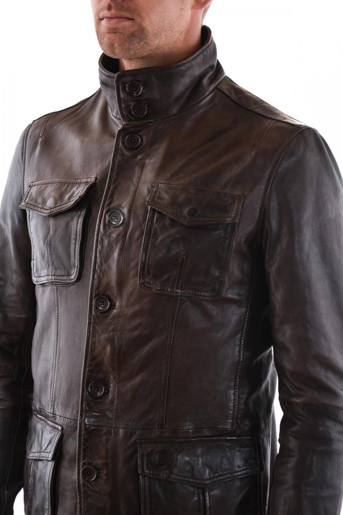 men's dayton brown lambskin leather jacket - Image n°3