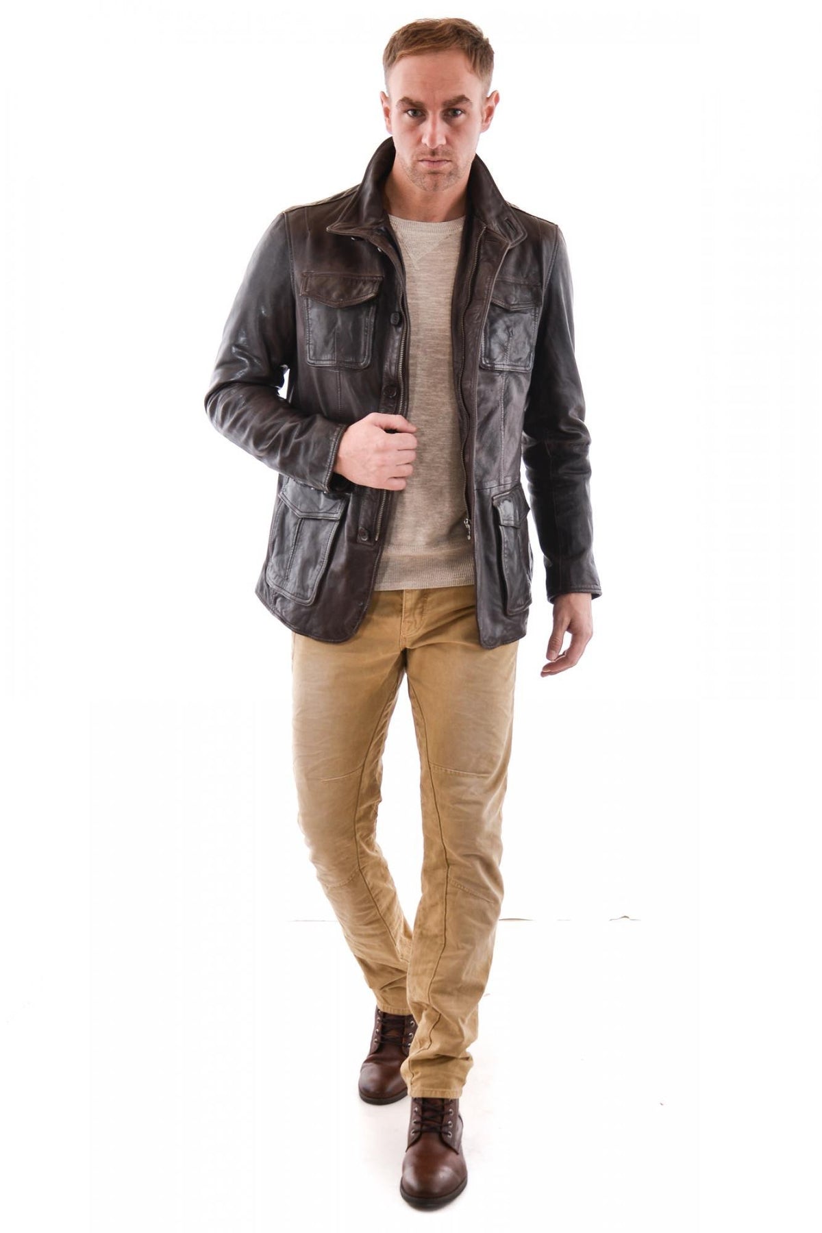 men's dayton brown lambskin leather jacket - Image n°2