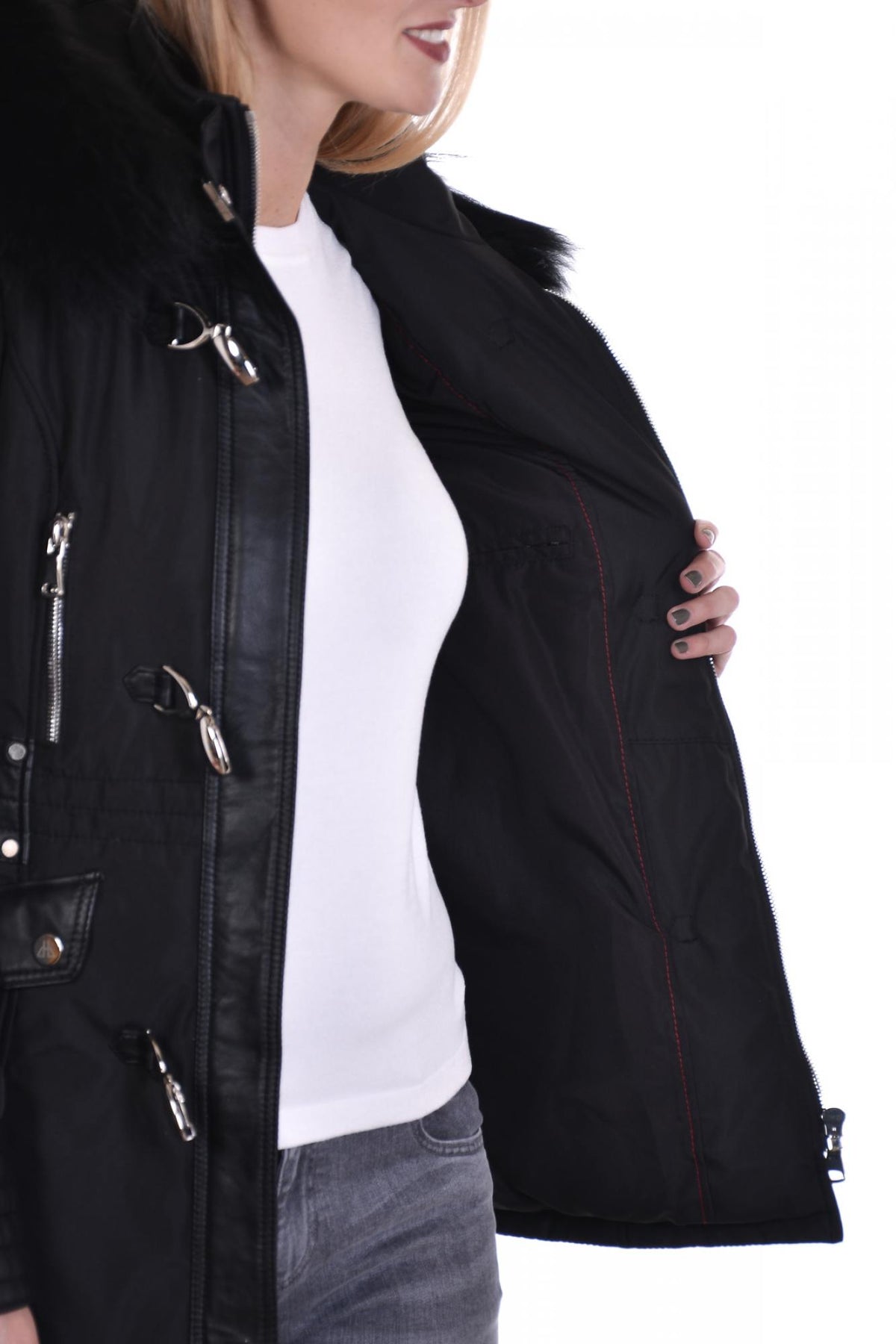 Horspist women's jacket in black polyester - Image n°5