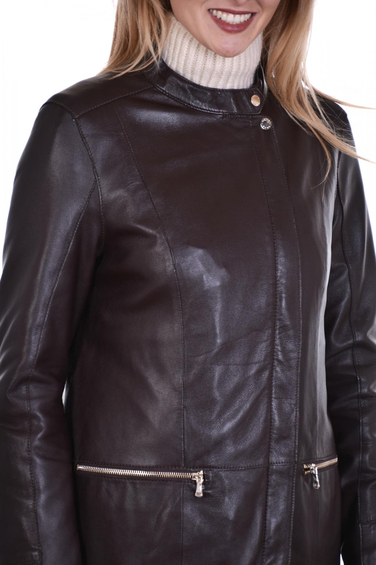 Oakwood women's jacket in burgundy sheepskin leather - Image n°3