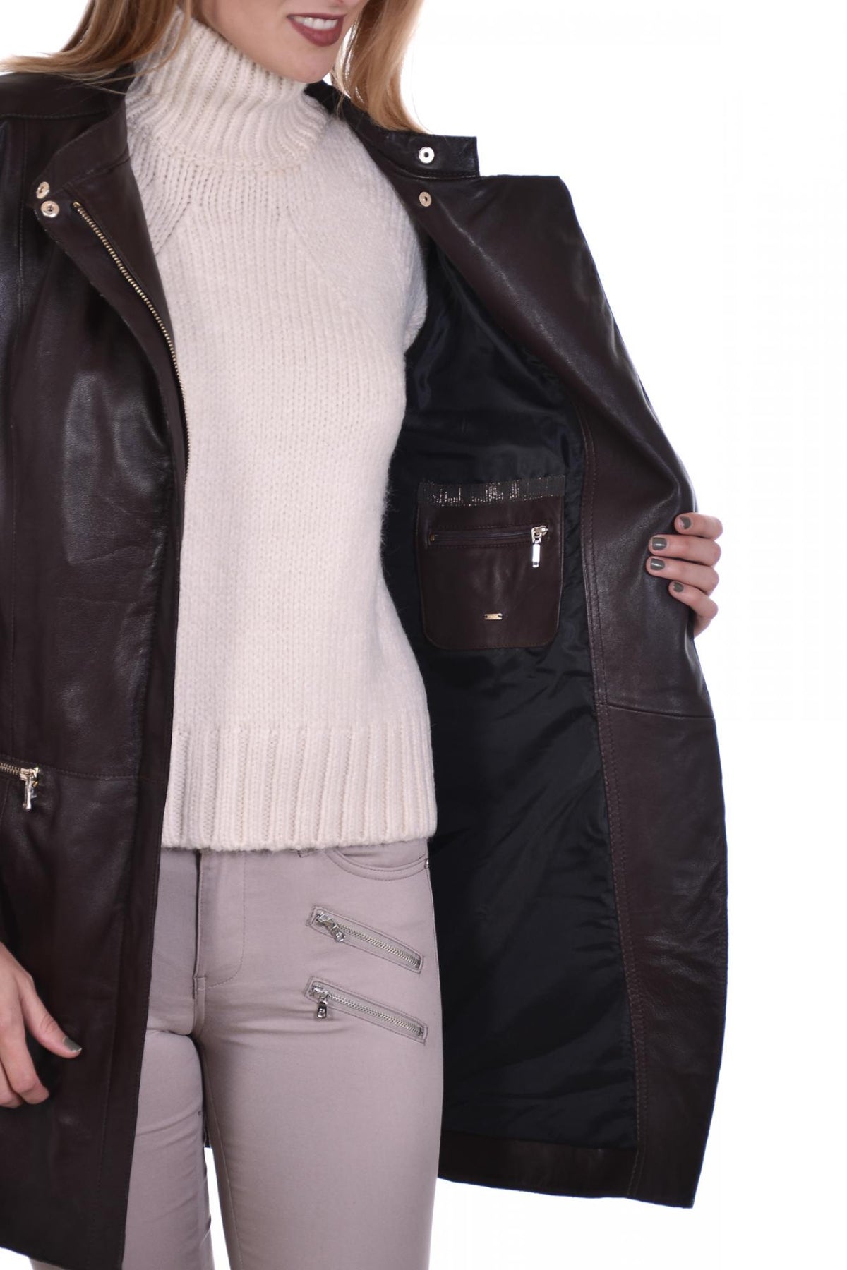 Oakwood women's jacket in burgundy sheepskin leather - Image n°5