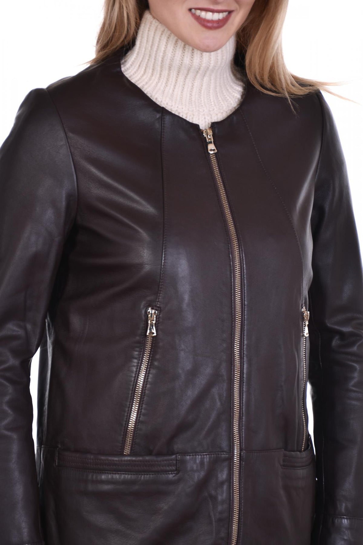 Oakwood women's jacket in burgundy sheepskin leather - Image n°3