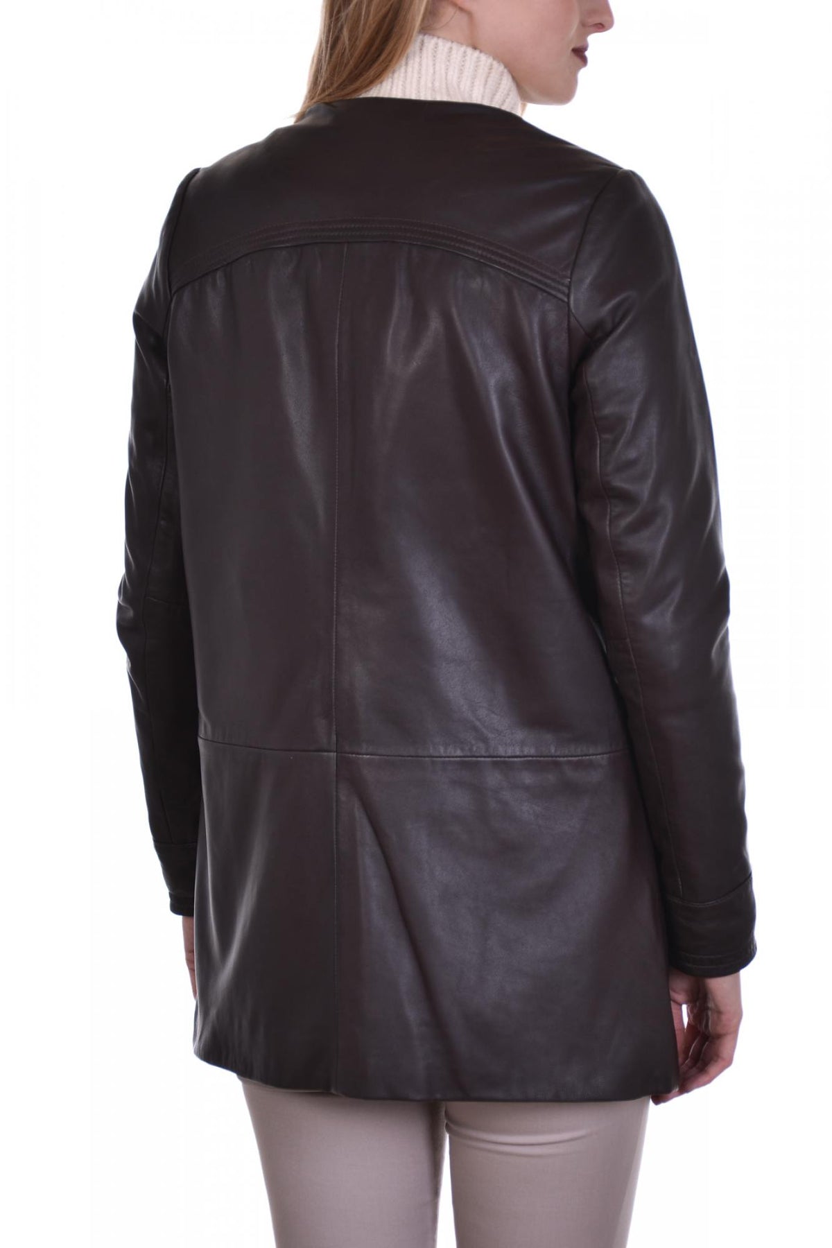 Oakwood women's jacket in burgundy sheepskin leather - Image n°4