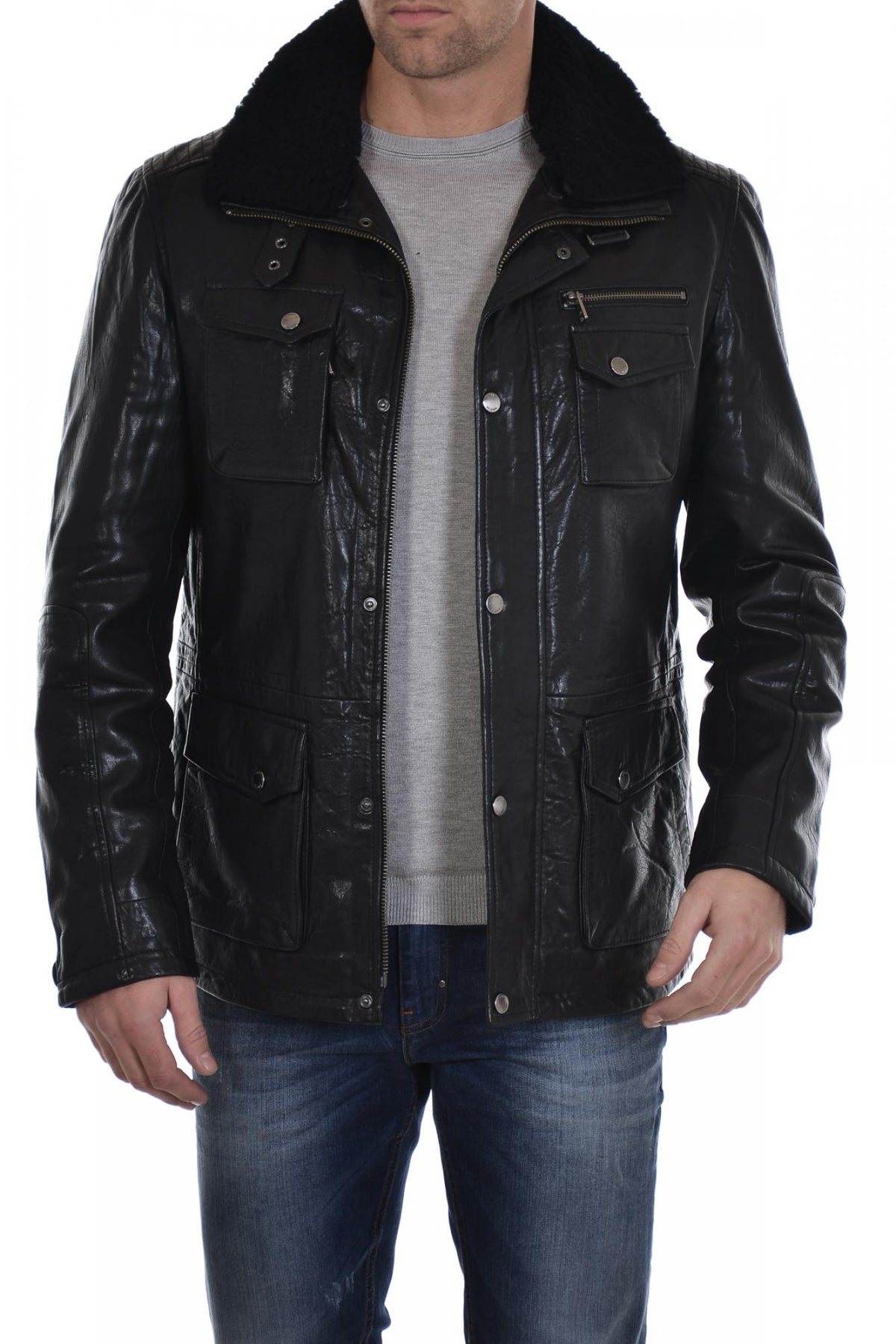 Enato men's jacket in black lambskin - Image n°1