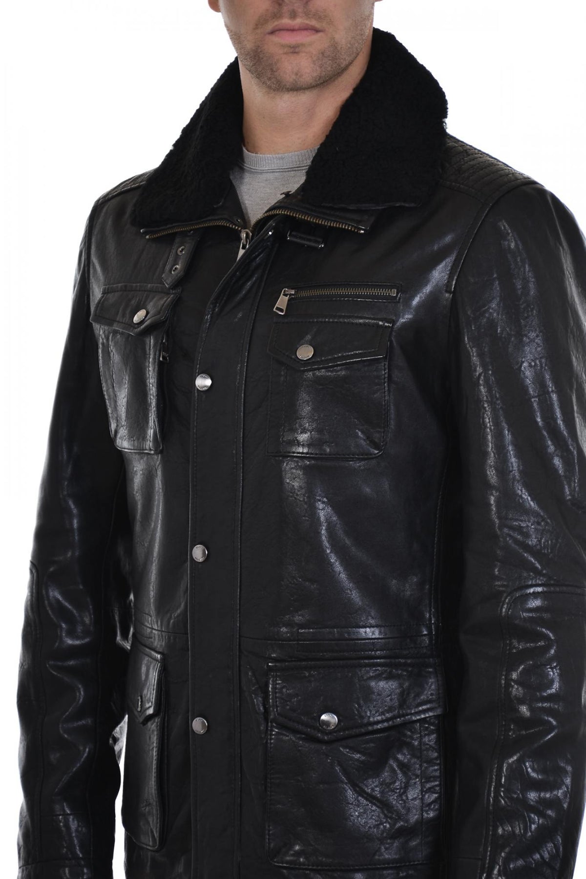 Enato men's jacket in black lambskin - Image n°3