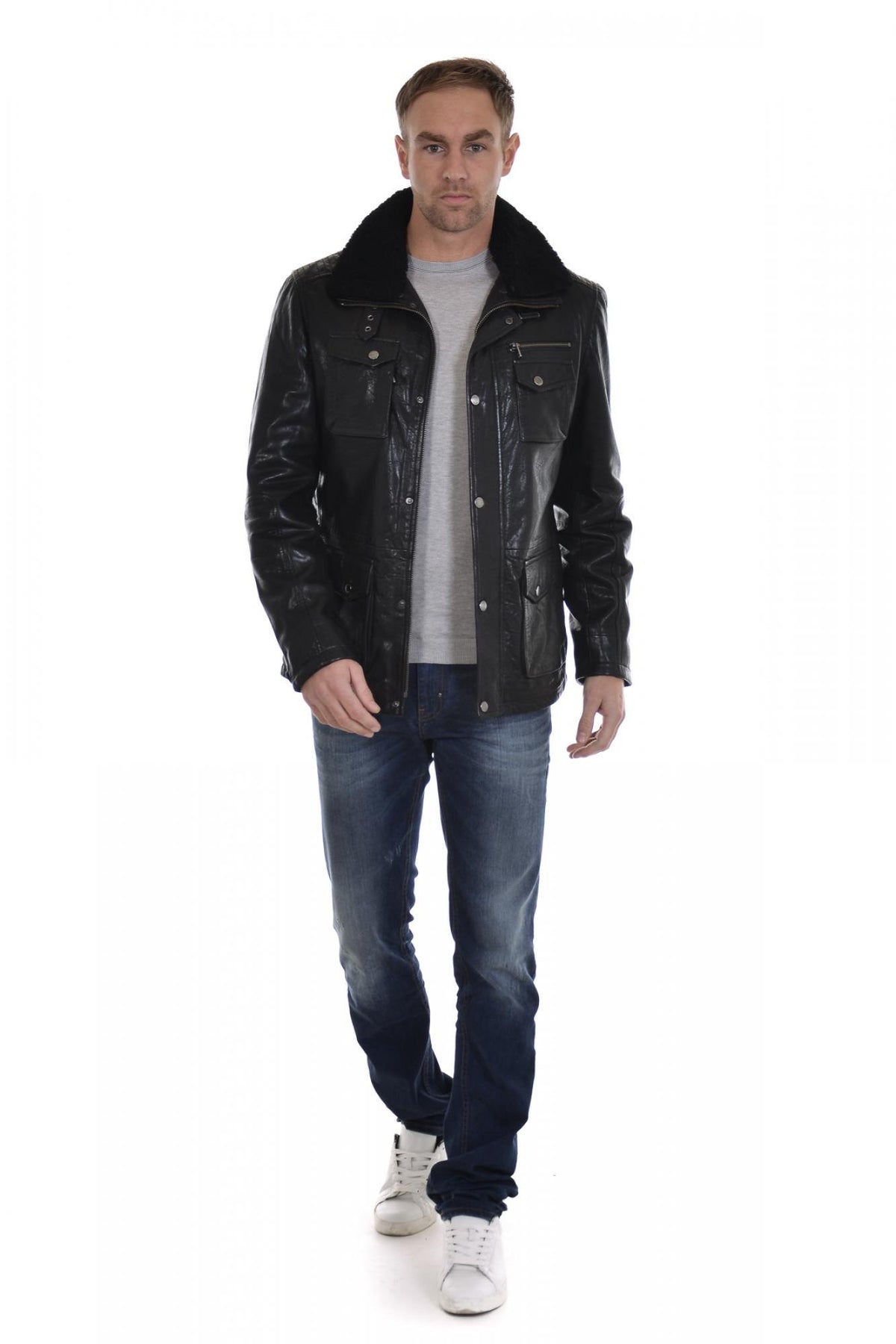 Enato men's jacket in black lambskin - Image n°2