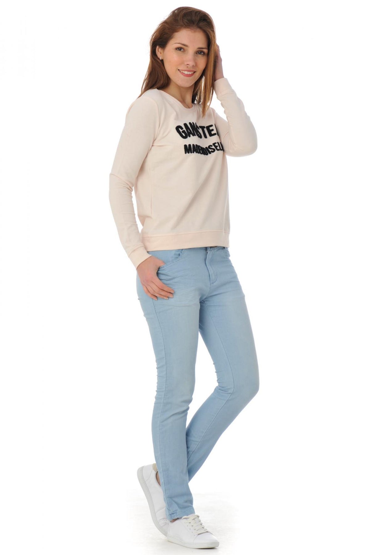 Fine light pink kaporal sweatshirt Gangster mademoiselle - Image n°2